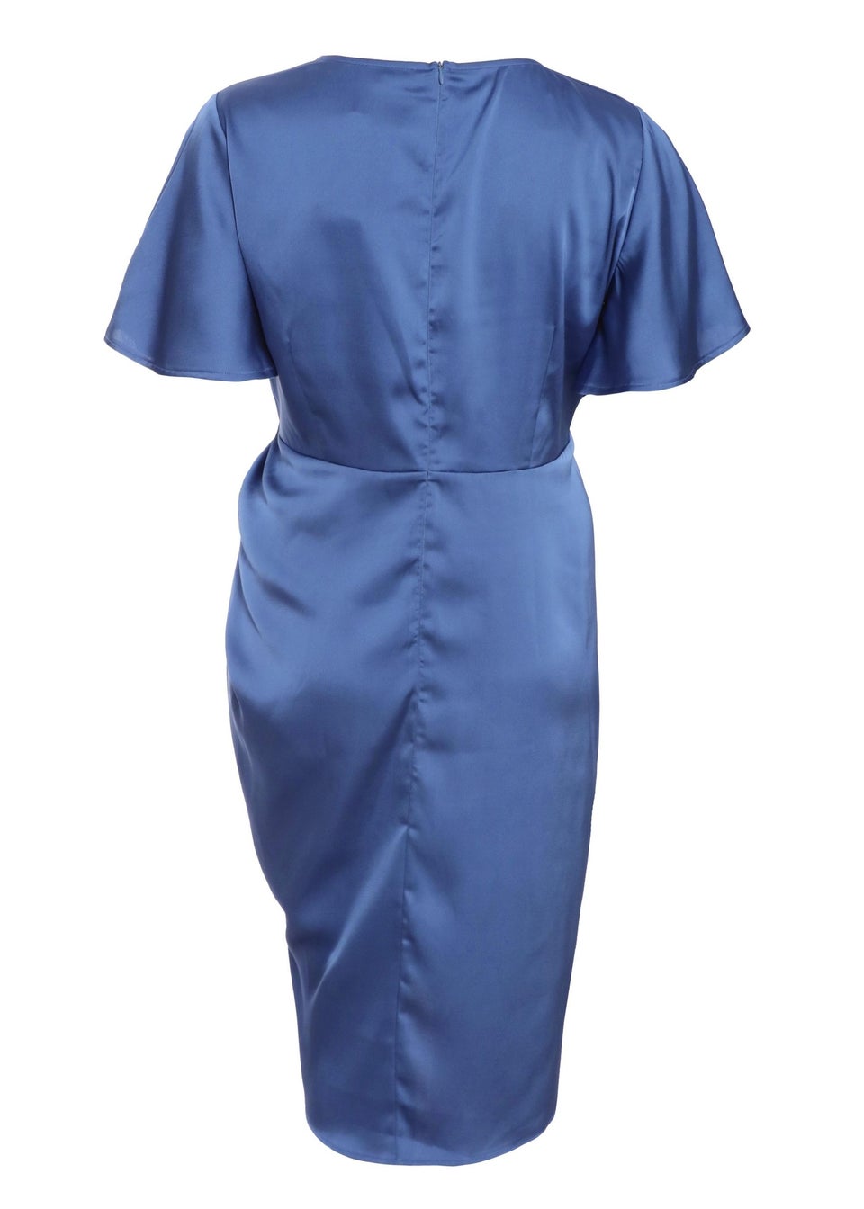 Quiz Blue Curve Satin Wrap Midi Dress