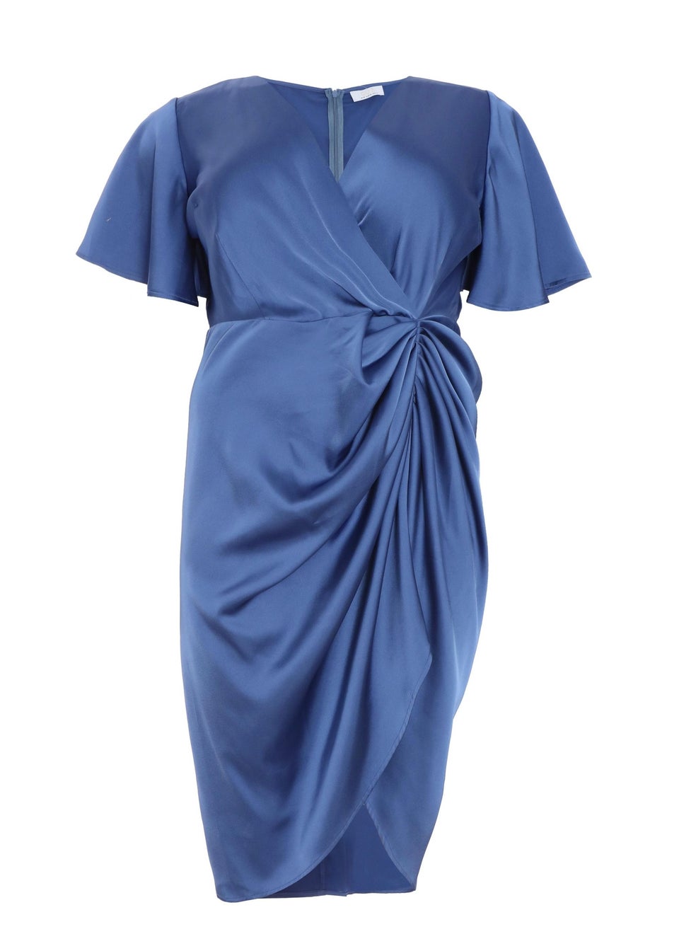 Quiz Blue Curve Satin Wrap Midi Dress - Matalan