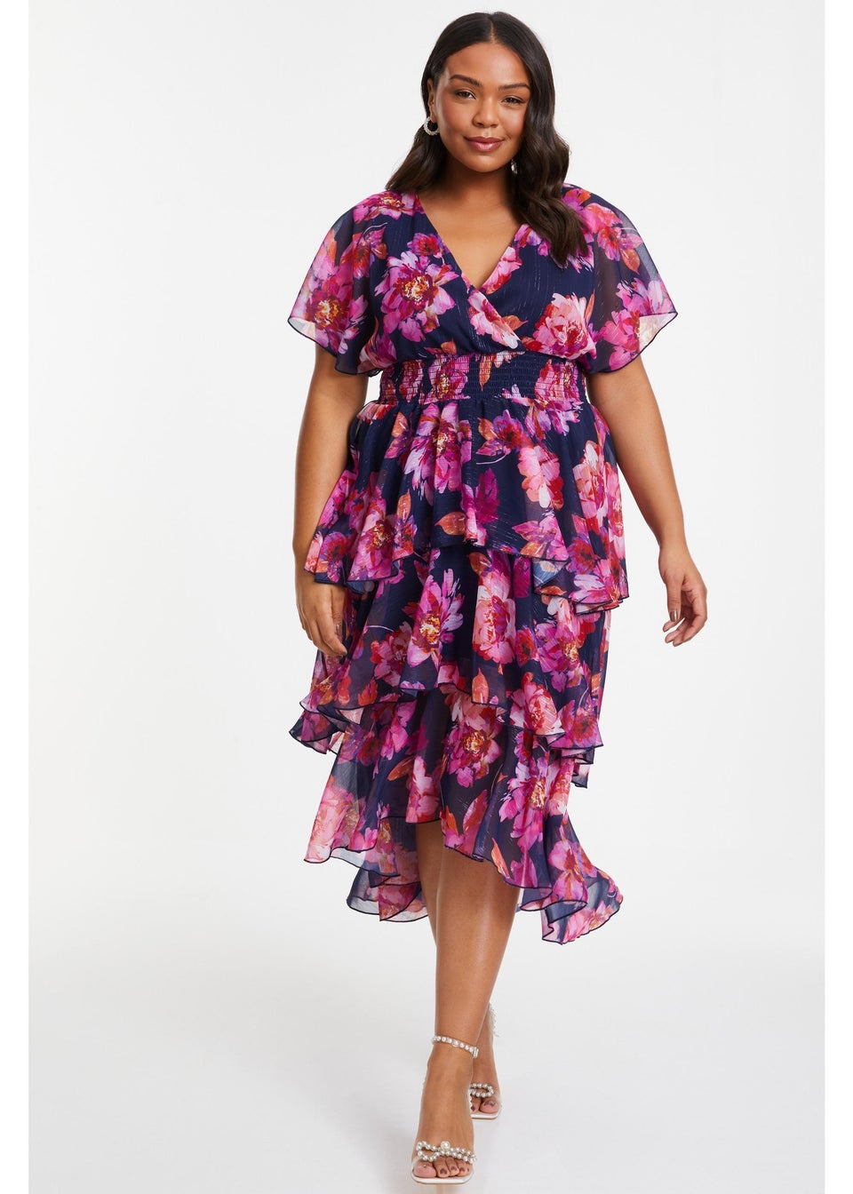 Quiz pink chiffon dress store