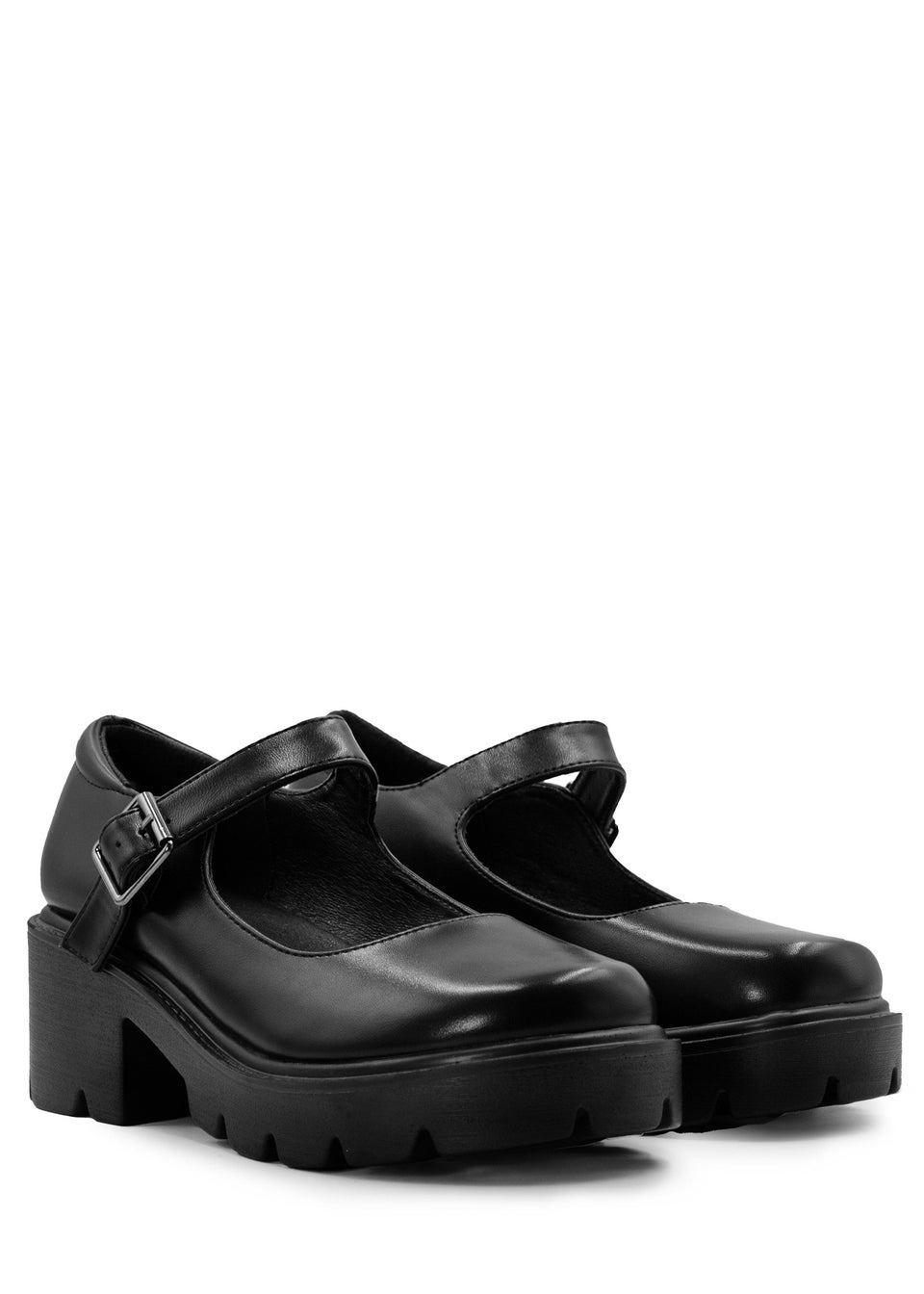 Where's That From Black Pu Rylee Chunky Platform Retro Loafers