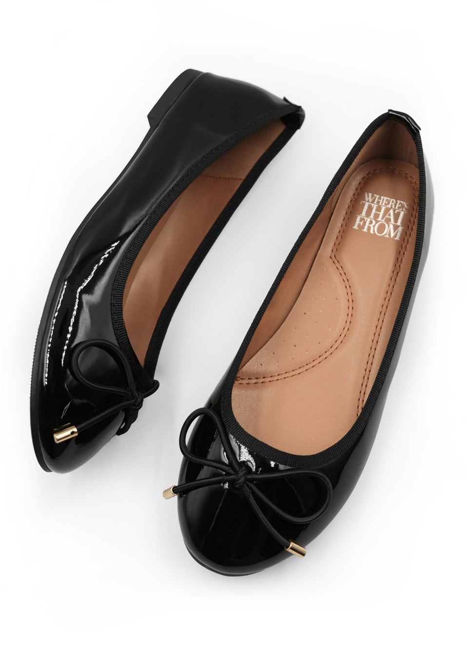 Where's That From Black Patent Bexley Slip On Flat Pumps