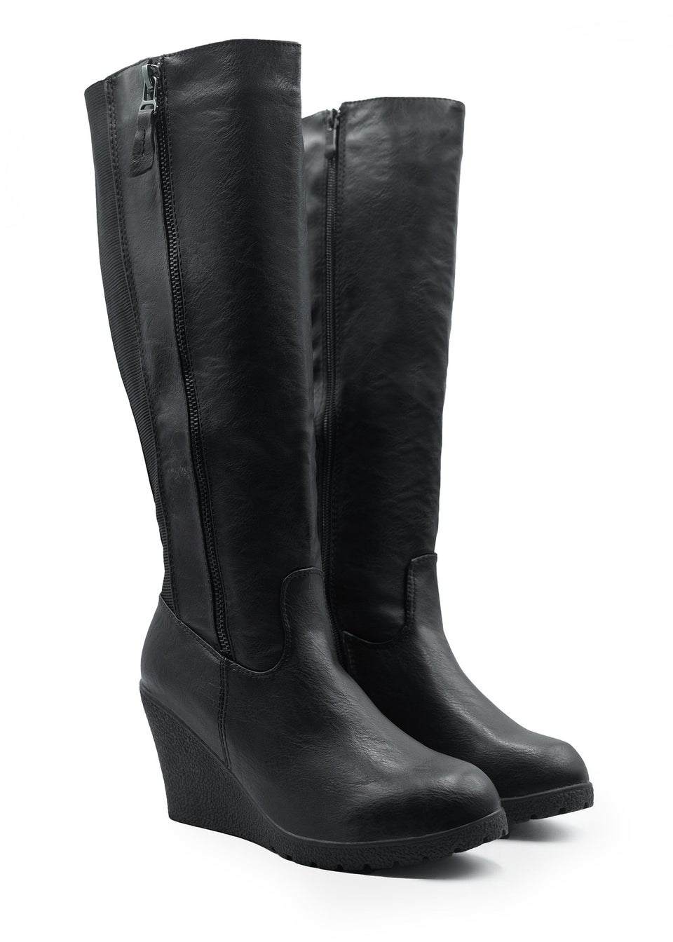 Where's That From Black Pu Lara Mid Calf Boots