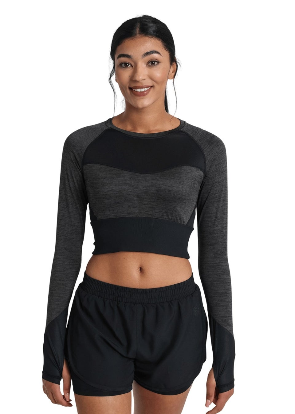 Umbro Black Pro Training Long-Sleeved Crop Top