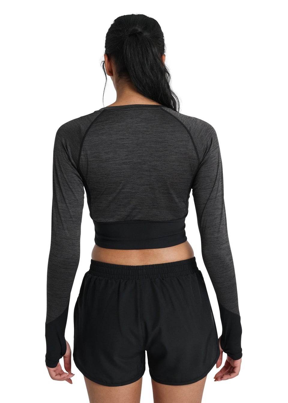 Umbro Black Pro Training Long-Sleeved Crop Top