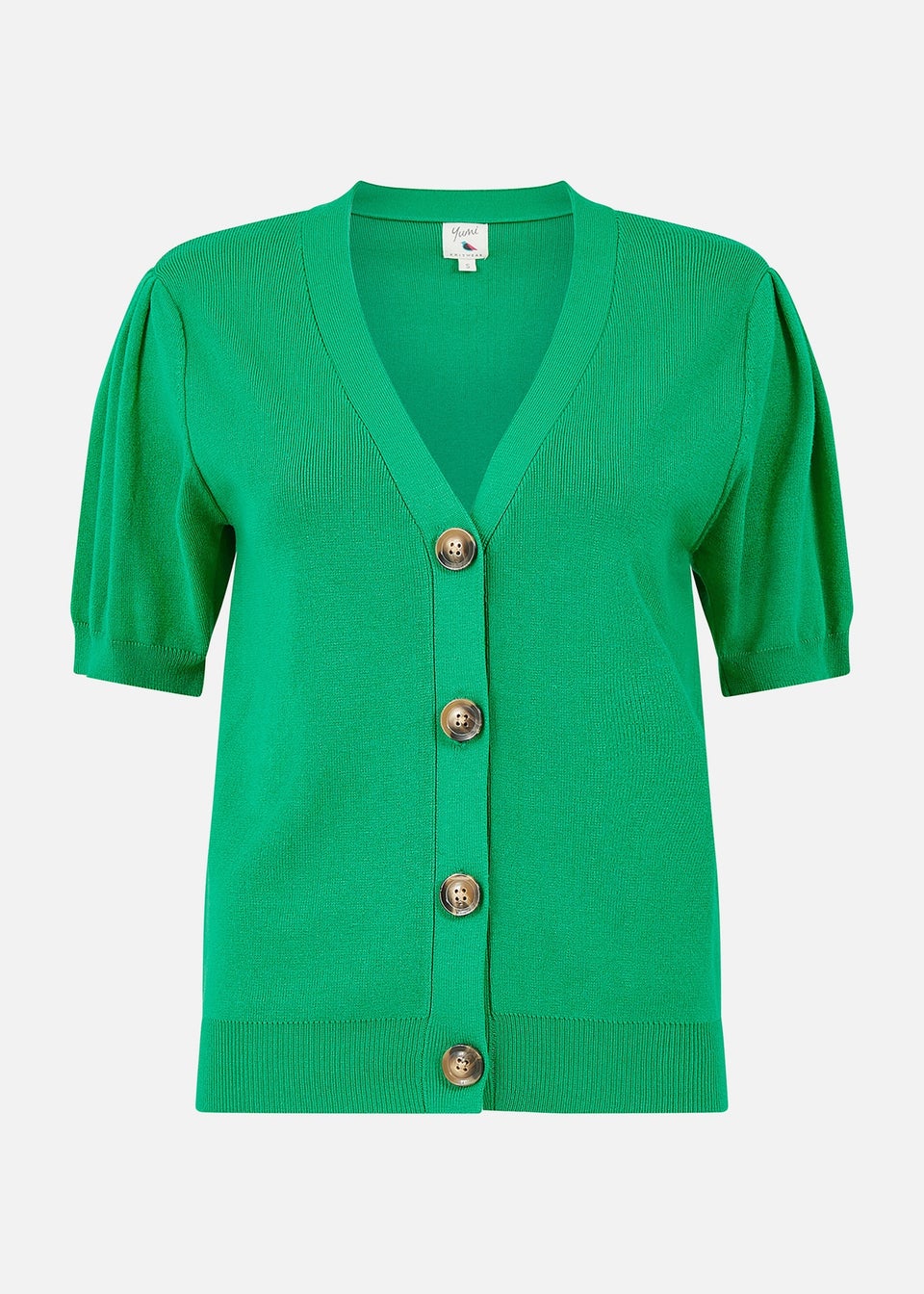 Yumi Green Short Sleeve Knitted Cardigan