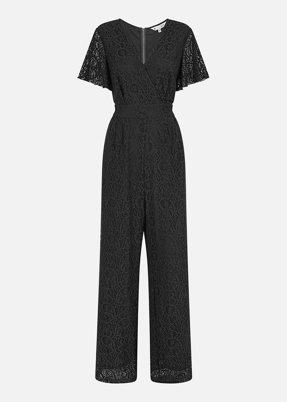 Yumi Black Angel Sleeve Lace Jumpsuit With Pockets
