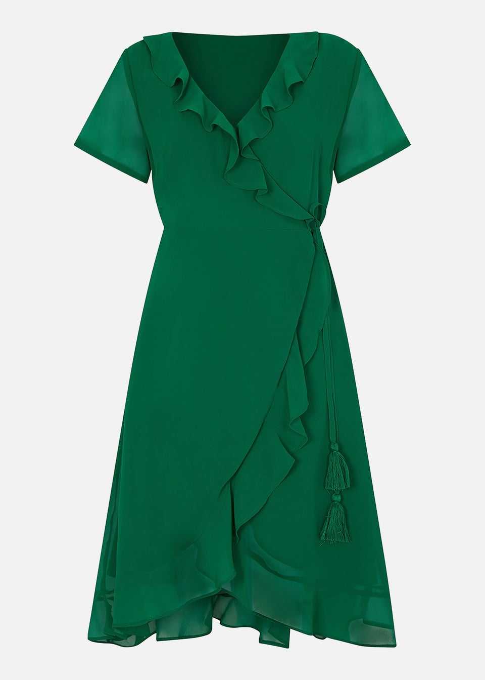 Yumi Green Frill Wrap Dress