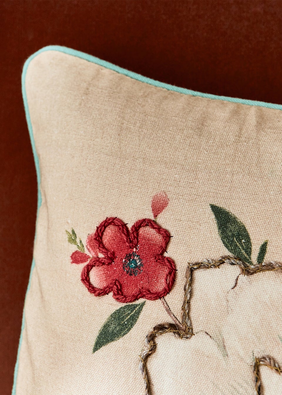 Catherine Lansfield Pippa Embroidered Filled Cushion (45x45cm)