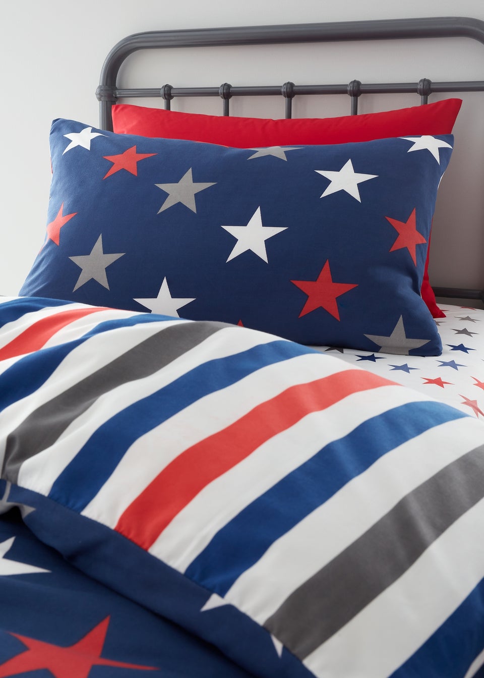 Catherine Lansfield So Soft Stripes and Stars Duvet Cover Set Two Pack