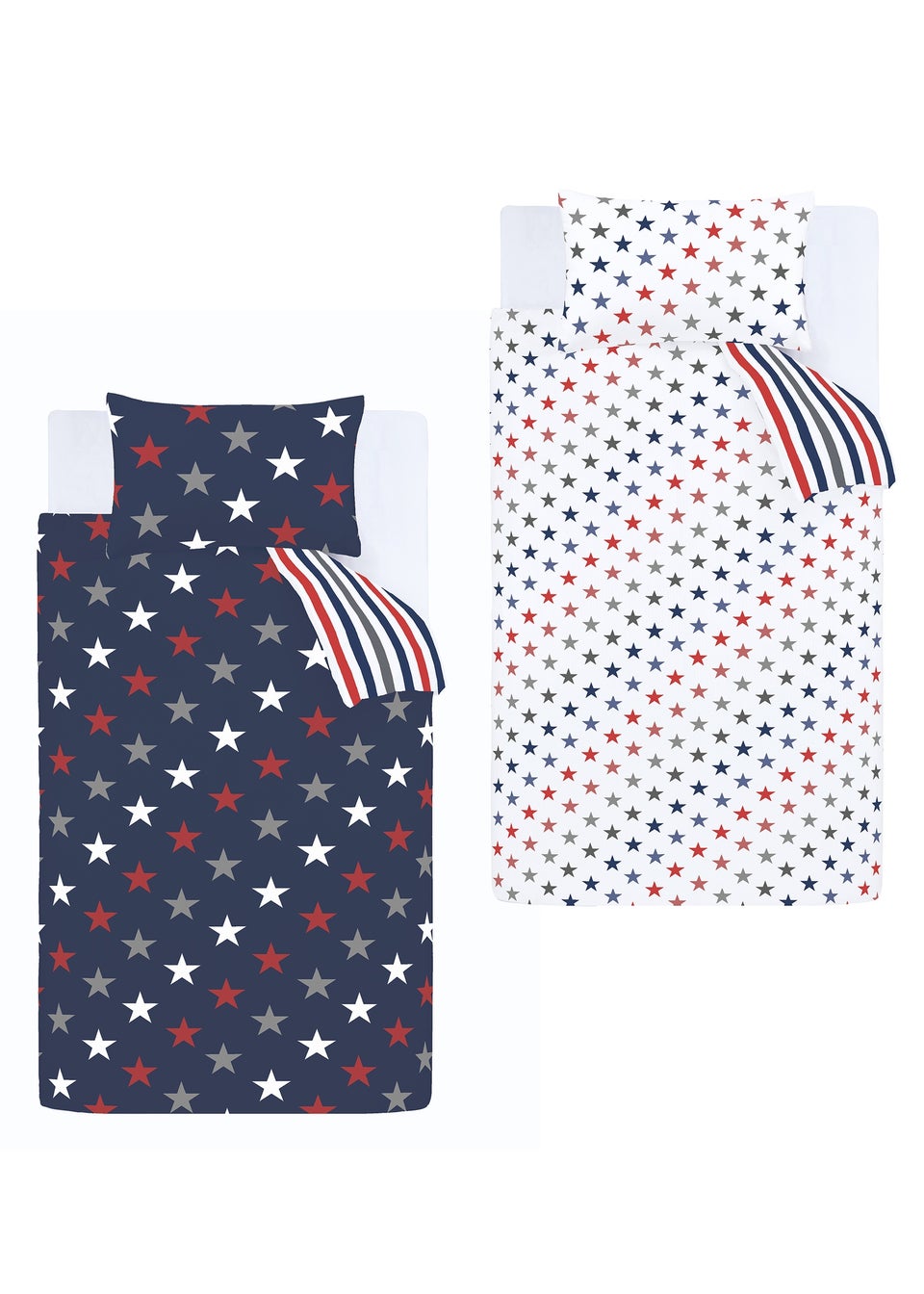 Catherine Lansfield So Soft Stripes and Stars Duvet Cover Set Two Pack