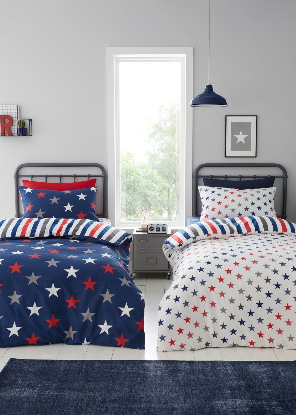Catherine Lansfield So Soft Stripes and Stars Duvet Cover Set Two Pack
