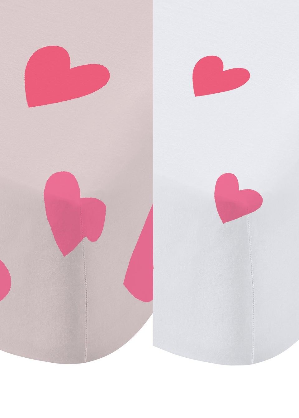 Catherine Lansfield So Soft Hearts and Stripes Fitted Sheets Two Pack