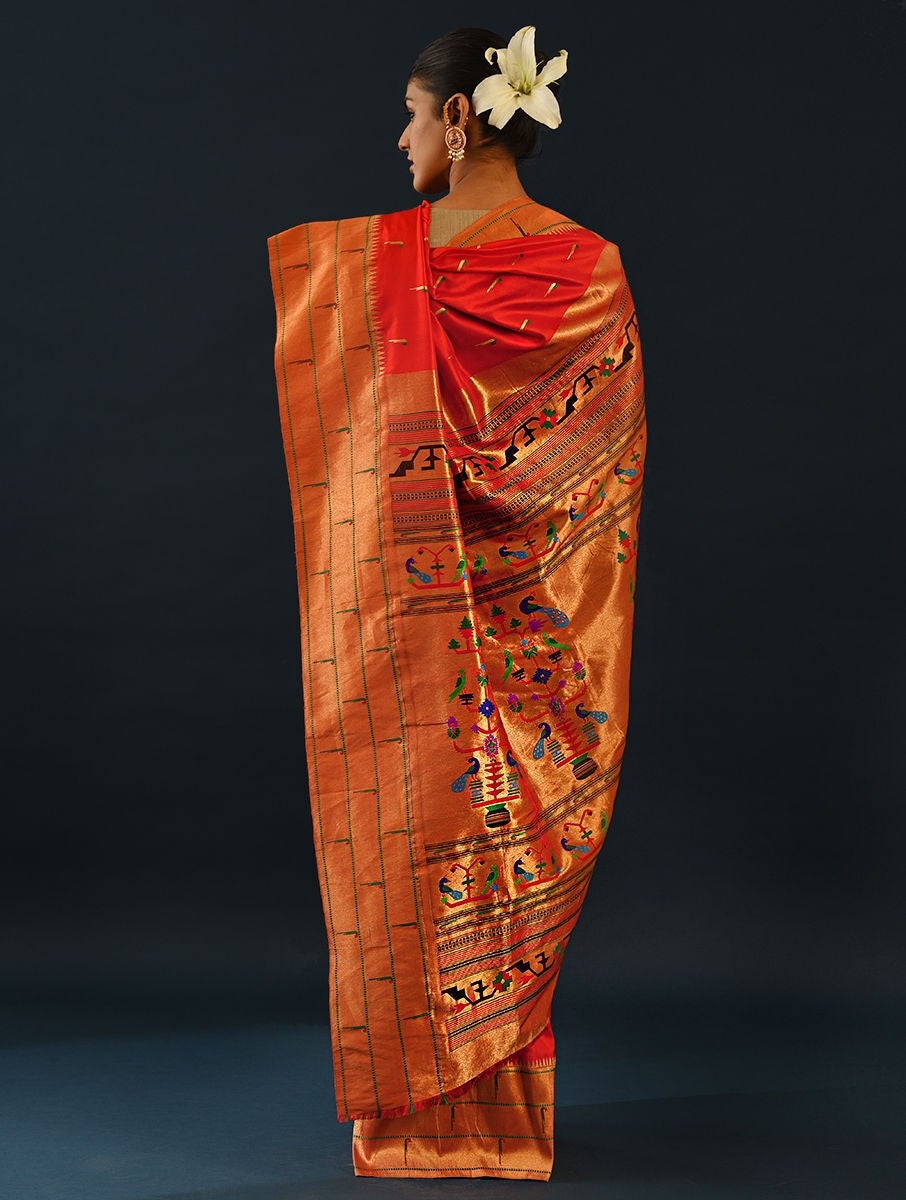Women Red Handwoven Paithani Silk Saree