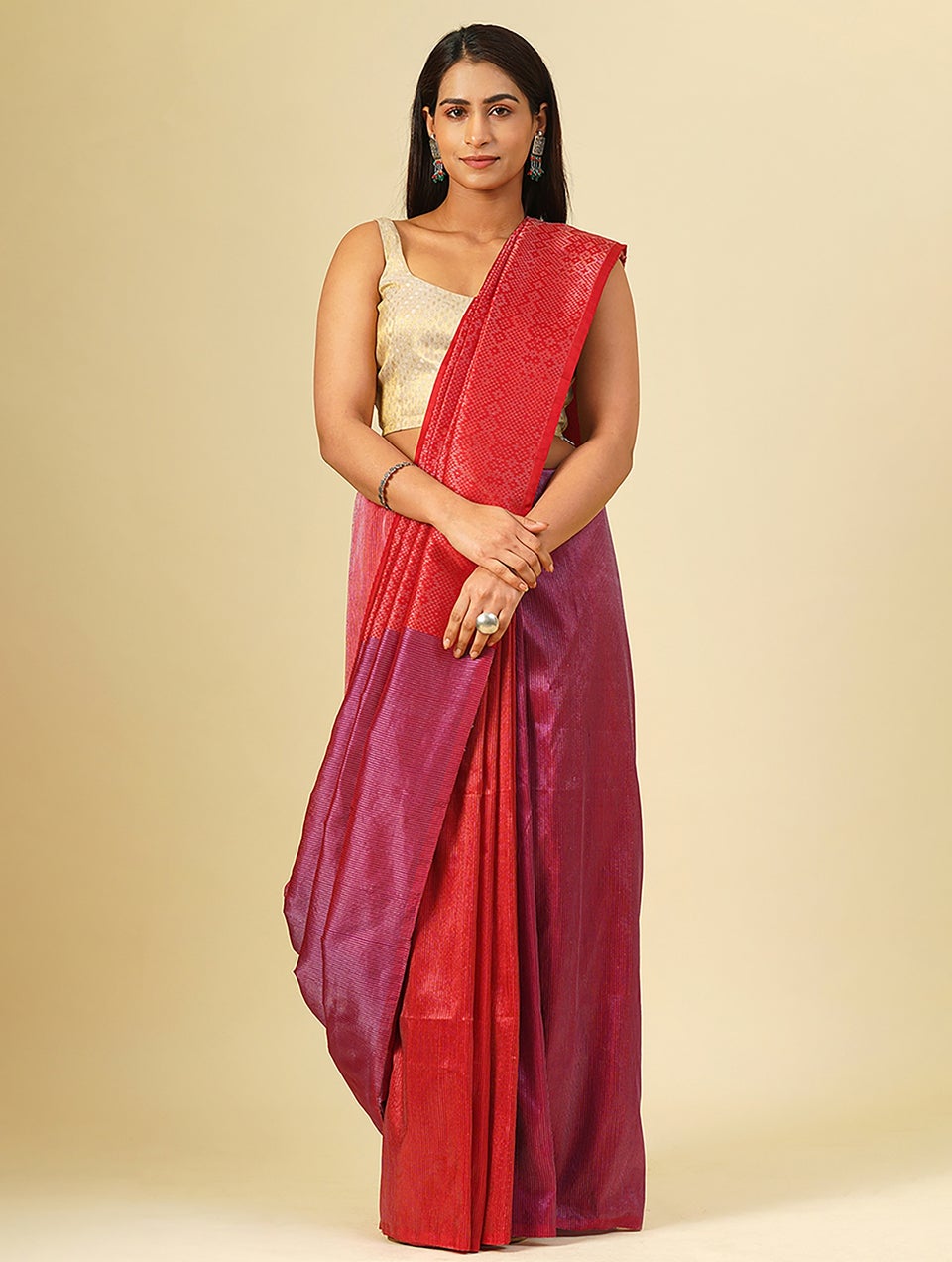 Women Pink Handwoven Silk Saree