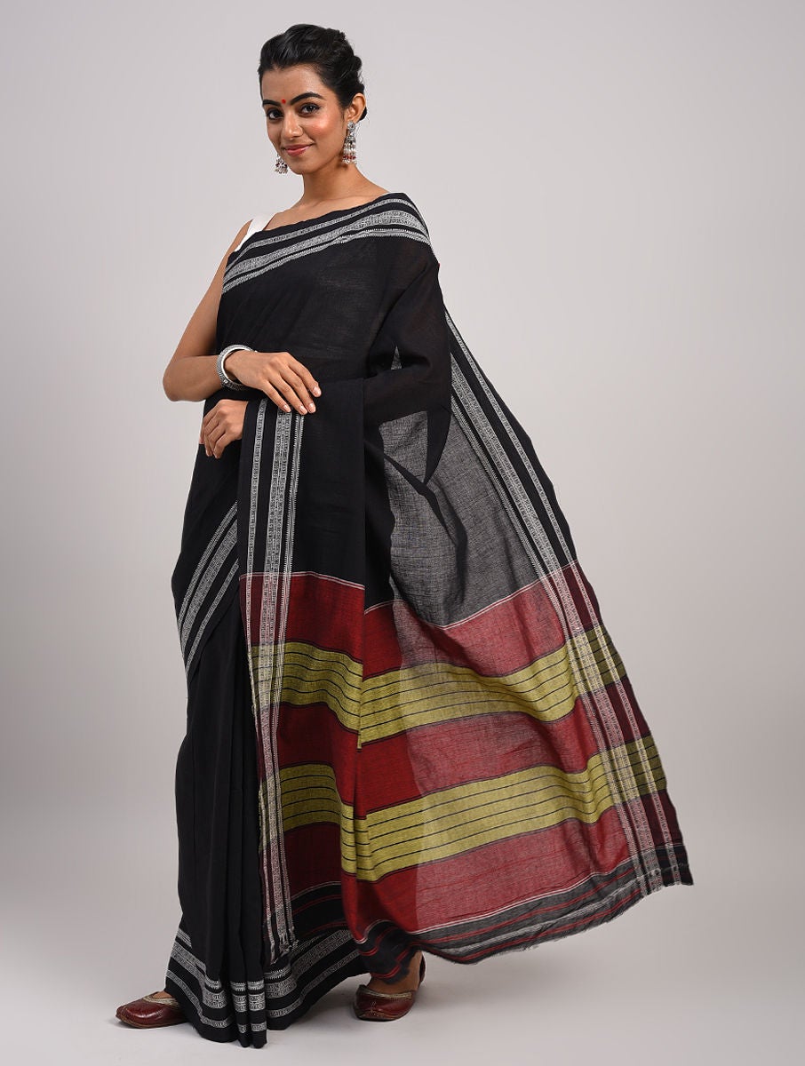 Women Black Handwoven Hubli Cotton Saree