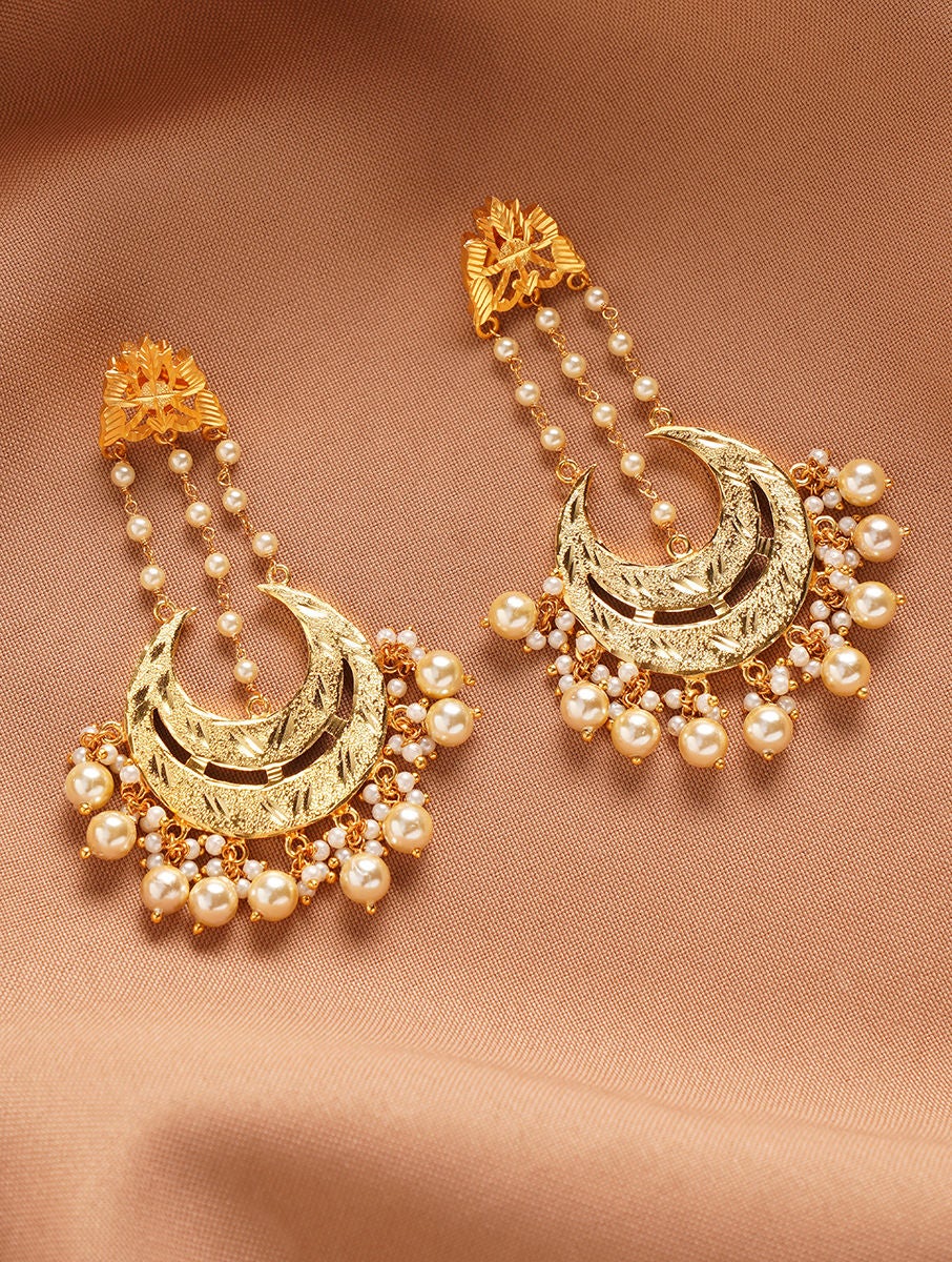 Women Gold Push Back Silver Danglers