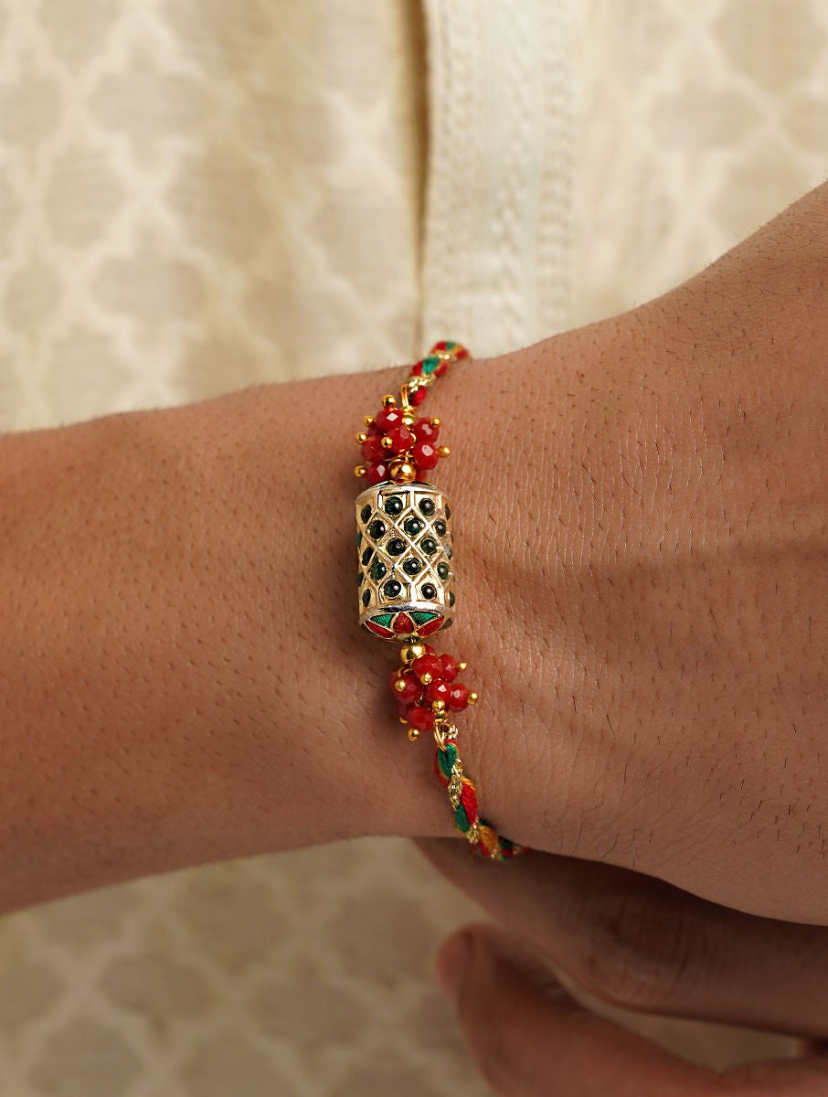 Women Kundan Handcrafted Rakhi In A Gift Box