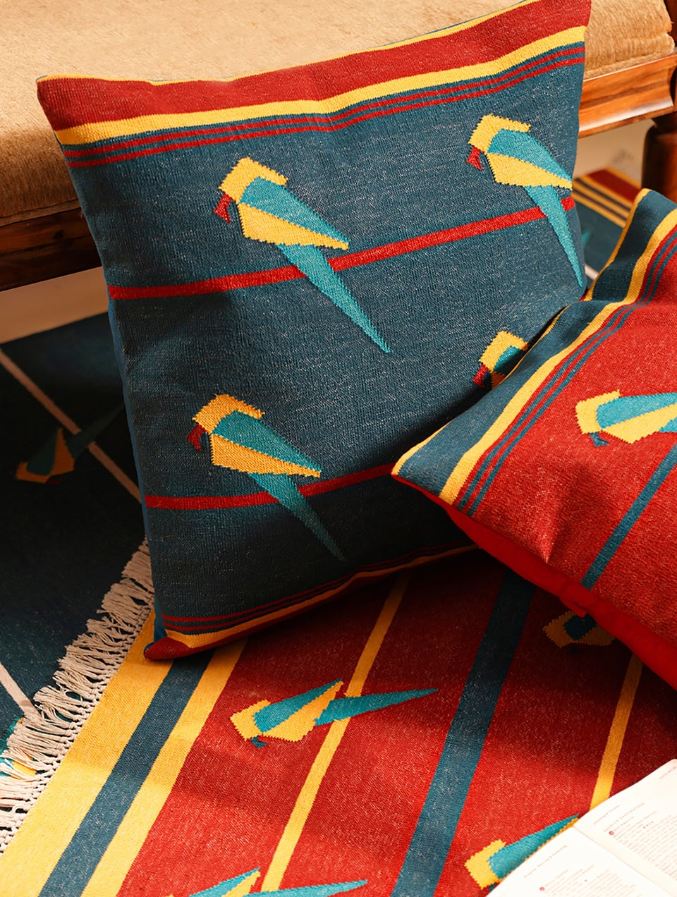 Multicolour Cotton Panja Weaving Cushion
