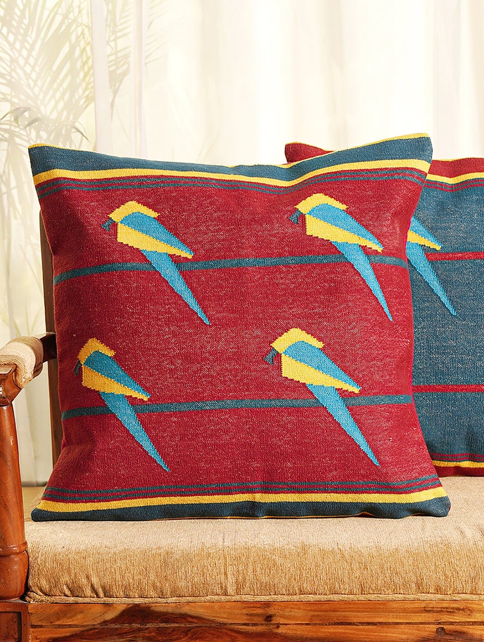 Multicolour Cotton Panja Weaving Cushion
