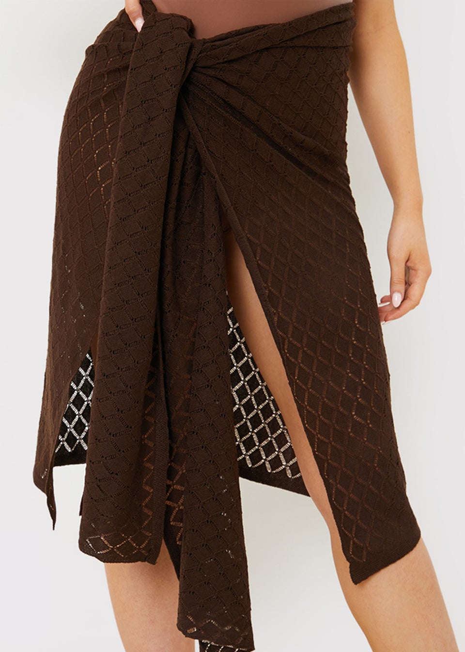 In The Style Chocolate Crochet Sarong