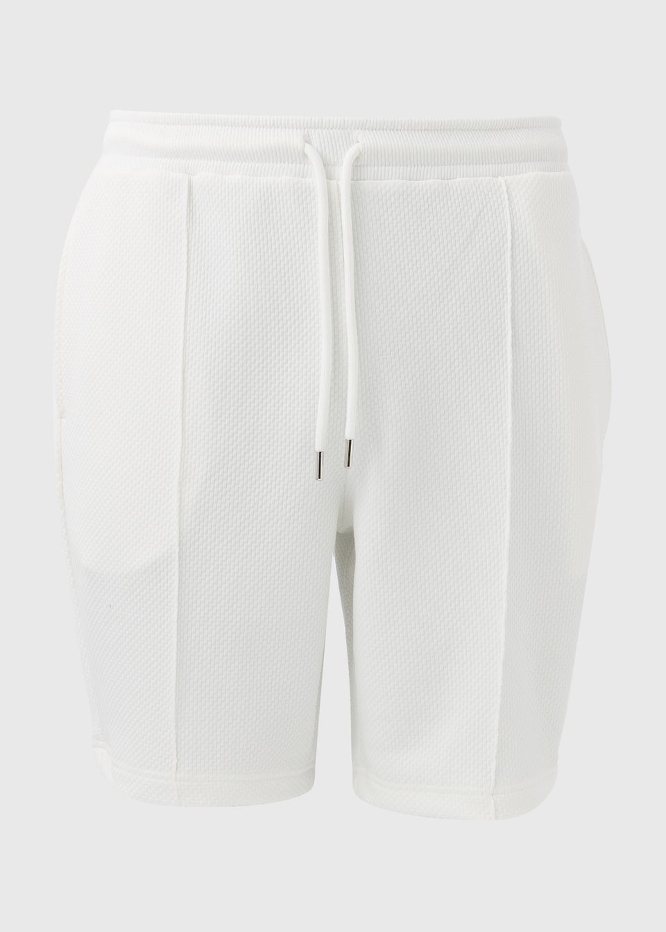 White Textured Shorts