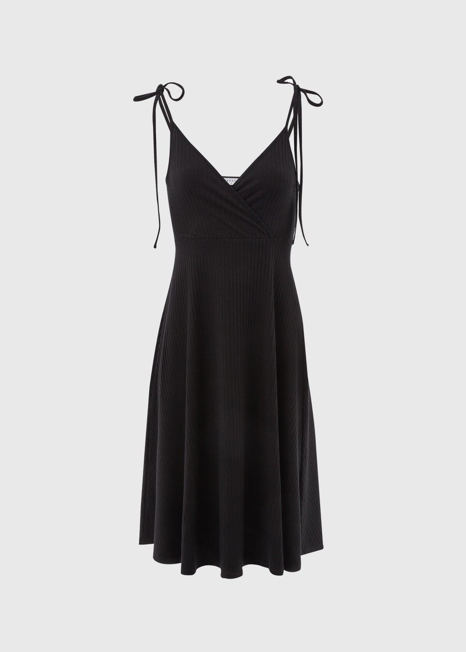 Black Strappy Ribbed Cami Dress