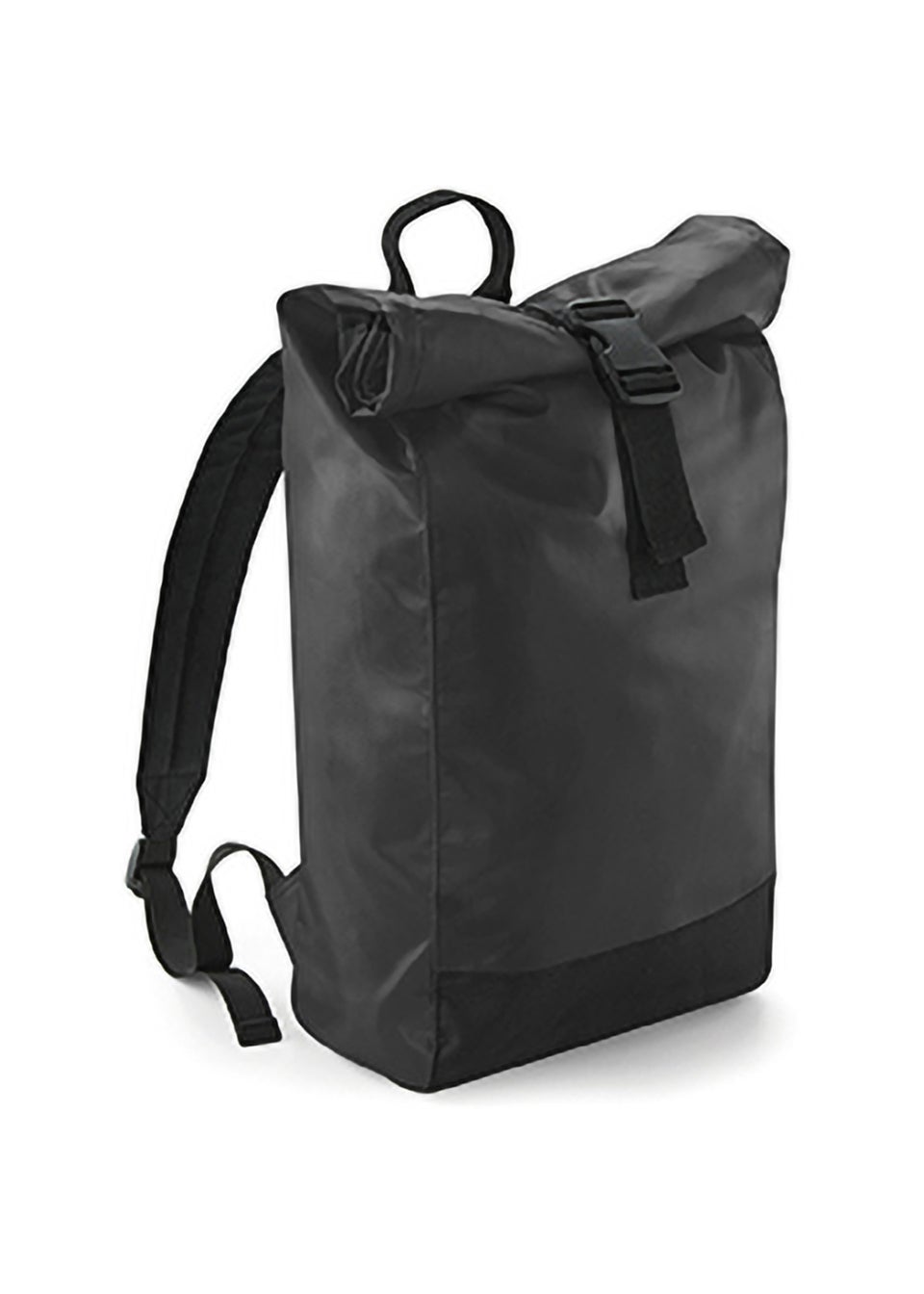 BagBase Black Tarp Waterproof Roll-Top Backpack