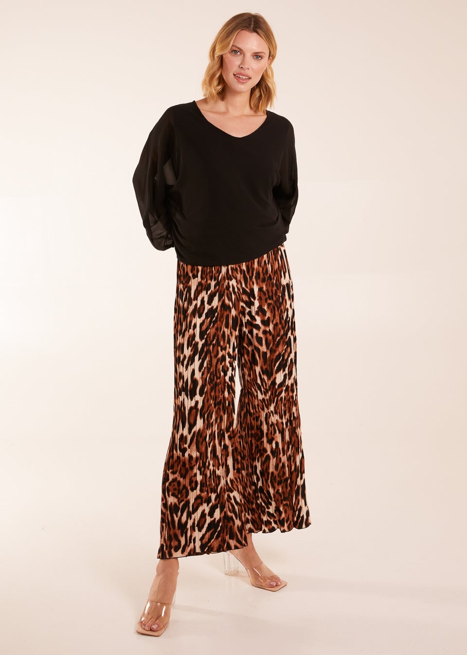 Blue Vanilla Abstract Cheetah Pleated Trousers