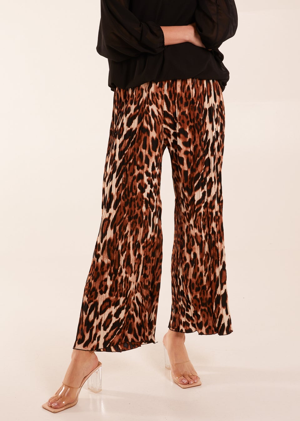 Blue Vanilla Abstract Cheetah Pleated Trousers