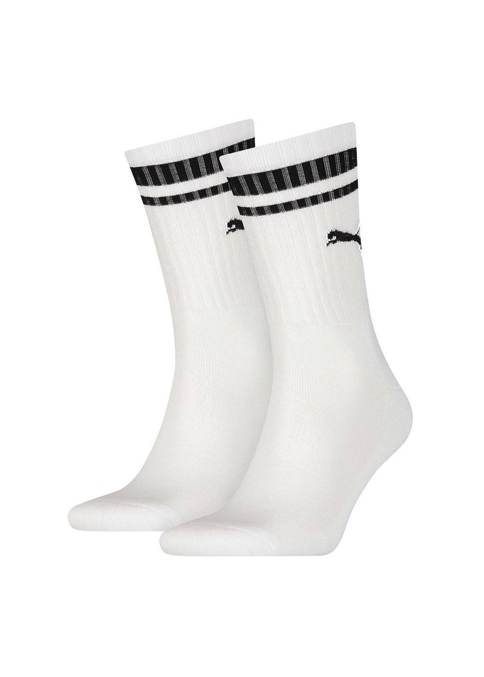 Puma White/Black Heritage Stripe Crew Socks (Pack of 2)