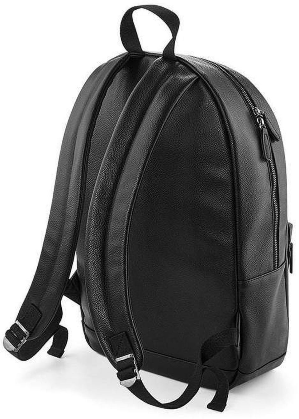BagBase Black Faux Leather Fashion Backpack