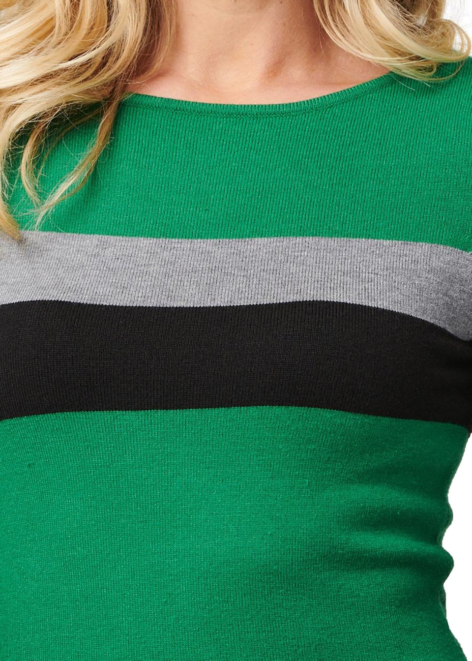 Izabel London Green Striped Colour Block Knit Dress
