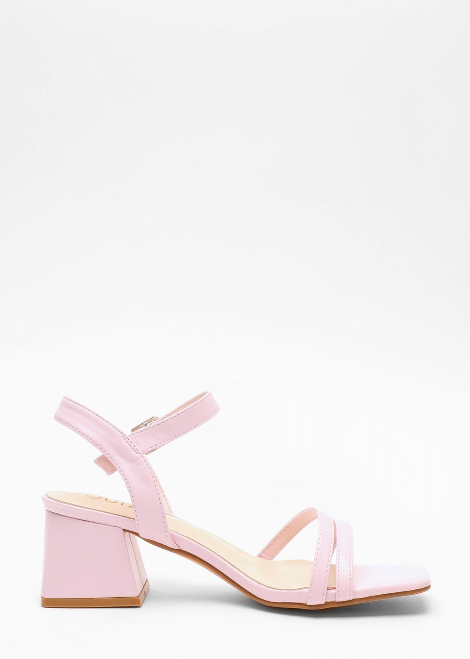 Quiz Pink Faux Leather Block Heel Sandal