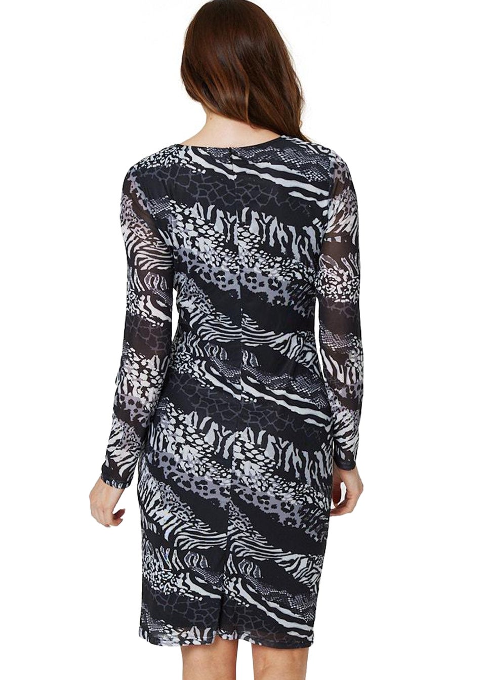 Izabel London Black Animal Print Bodycon Short Dress