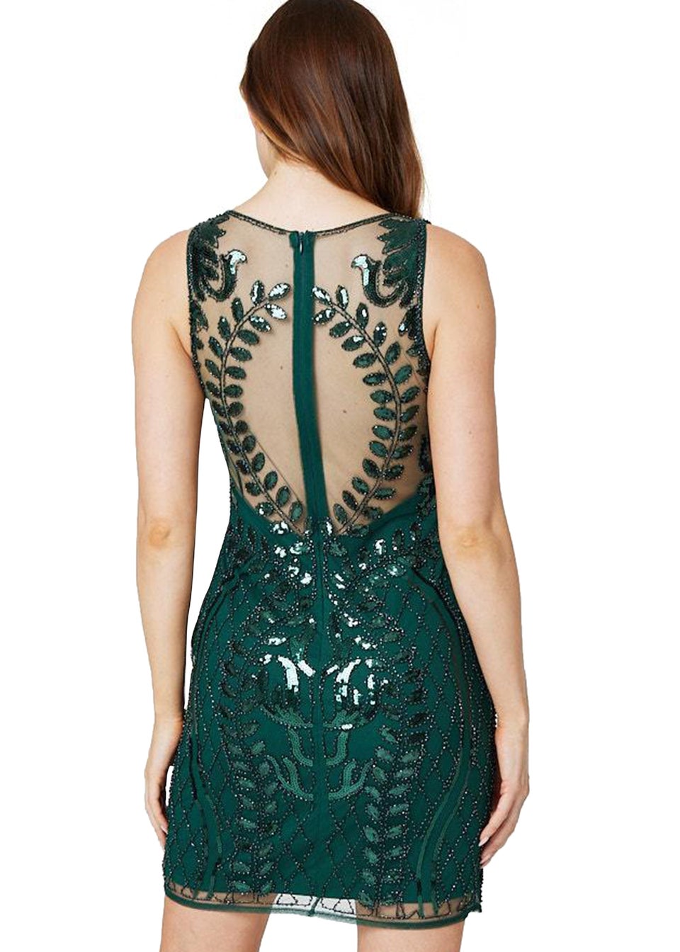 Izabel London Green Sequin Sleeveless Mini Dress Matalan