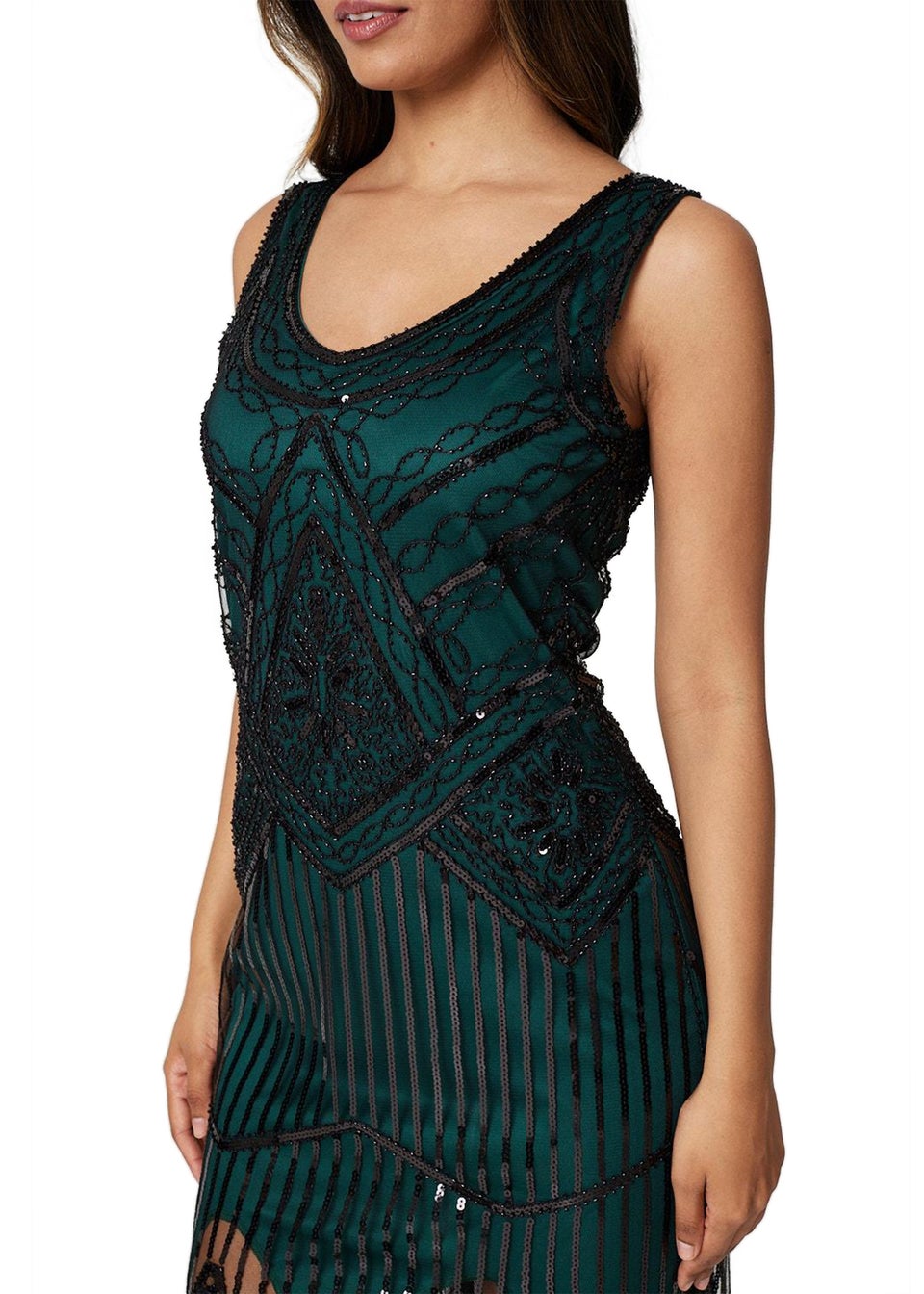 Izabel London Black Sequin Sleeveless Flapper Dress