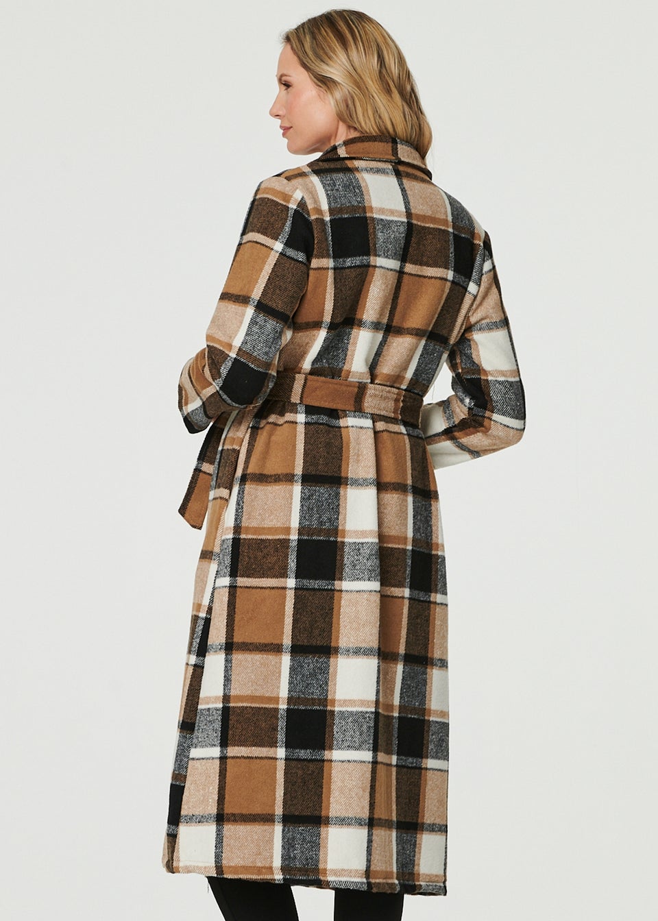 Beige plaid coat hotsell
