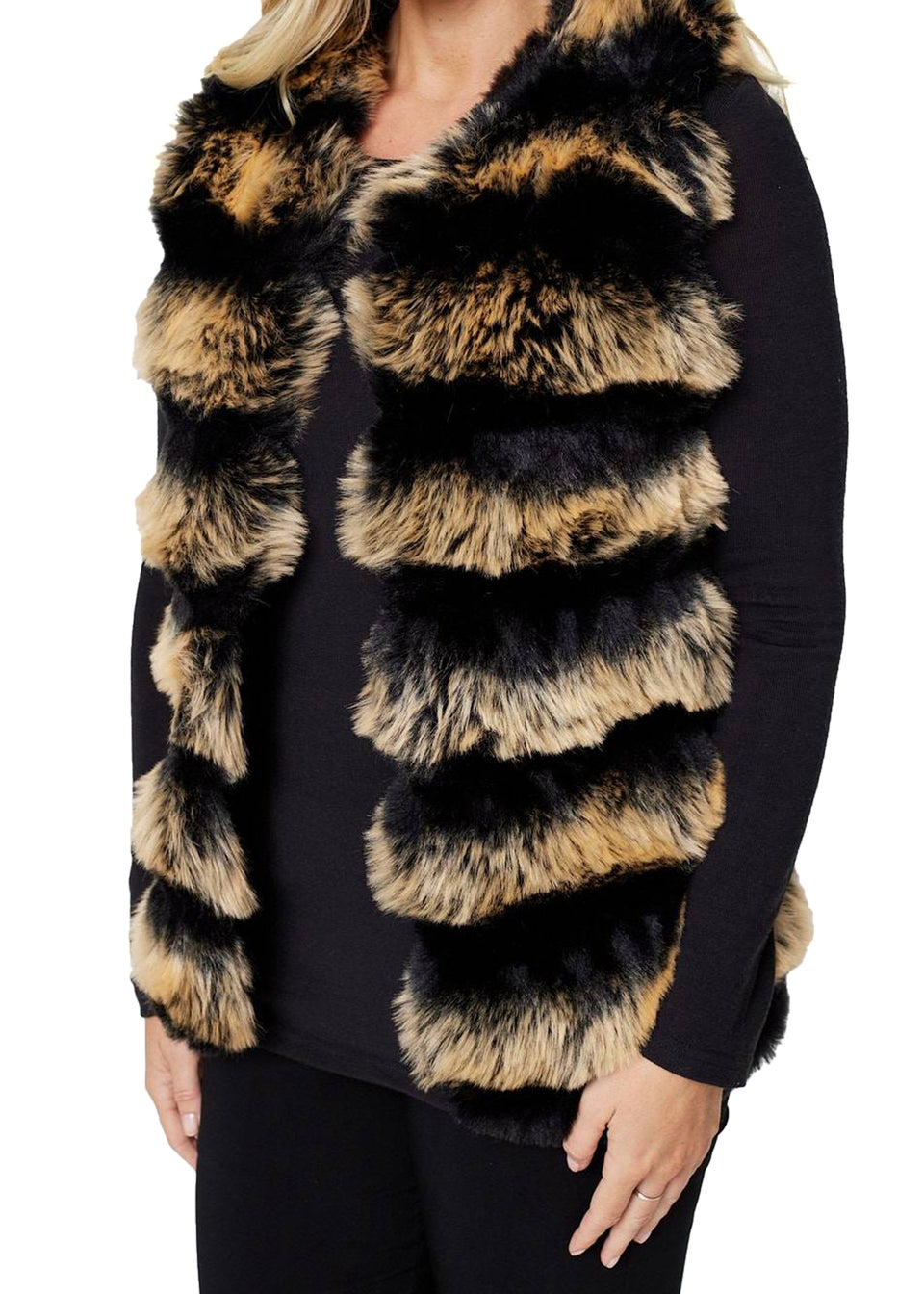 Black fur gilet matalan discount