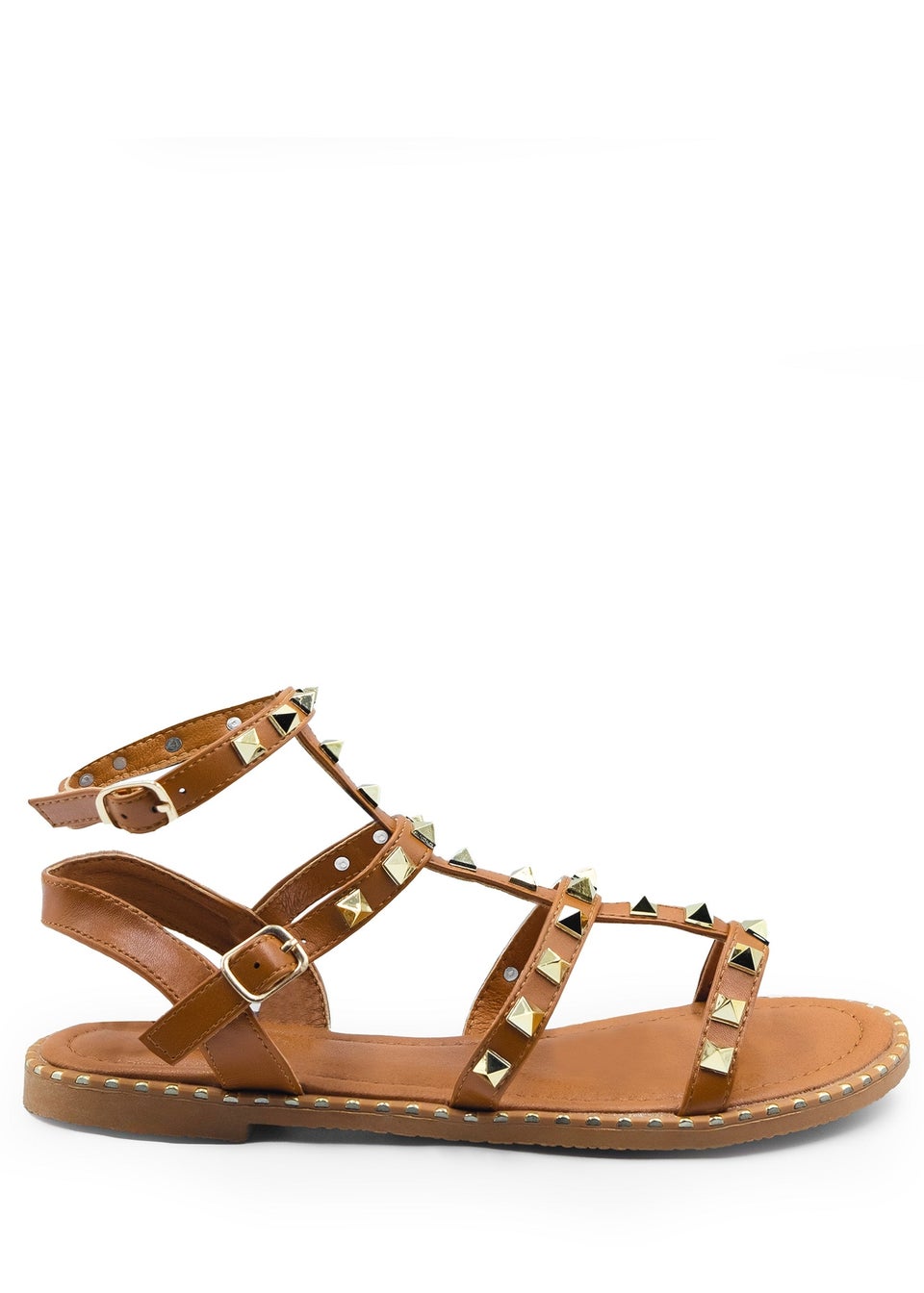 Where's That From Tan Pu Natalia Studded Gladiator Sandals