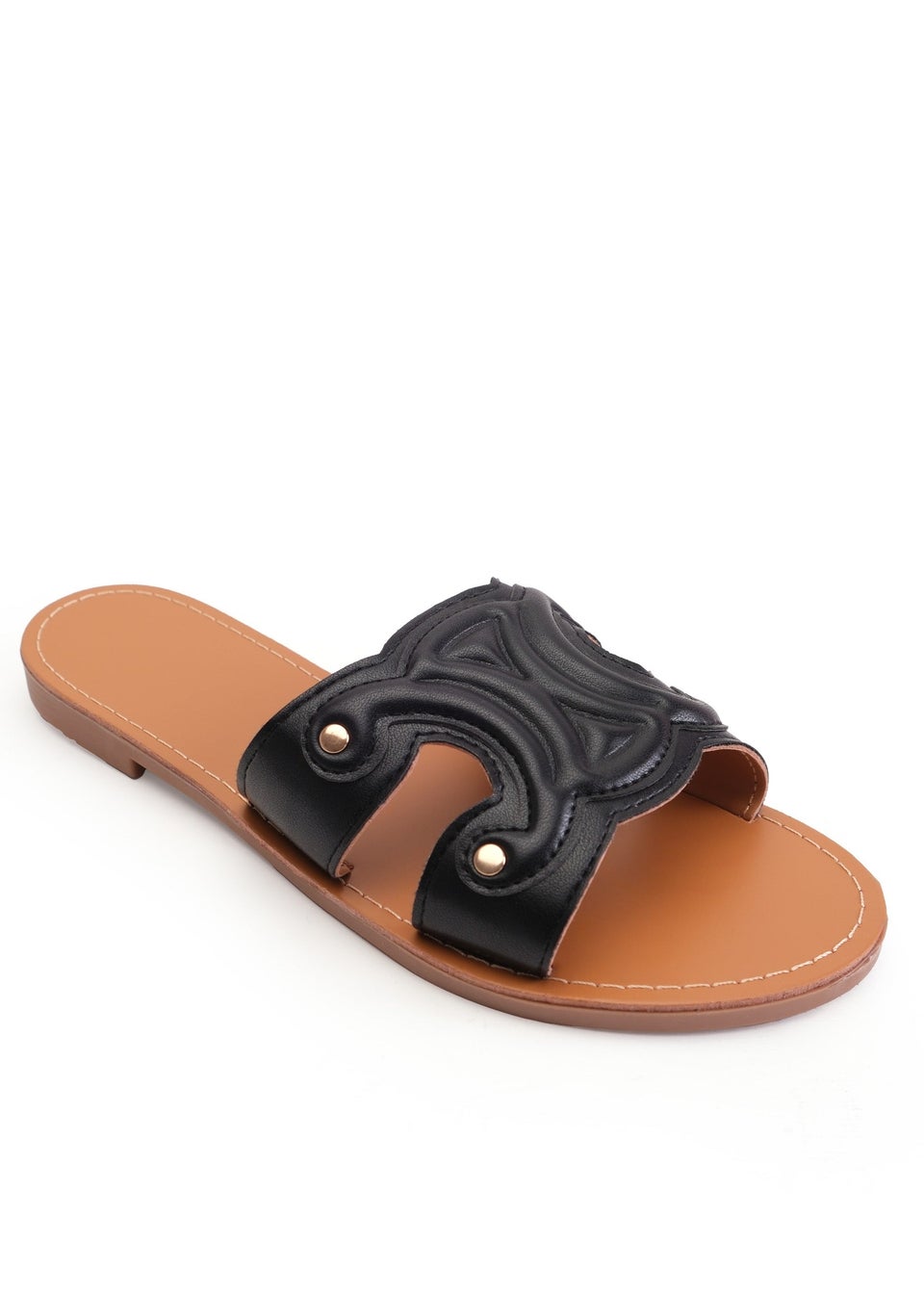 Where's That From Black Norah Single Cut Out Band Sliders