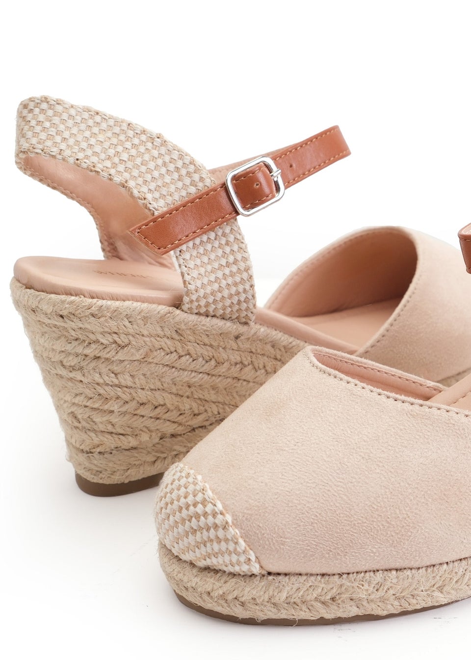 Where's That From Beige Suede Blakely Low Wedge Espadrille Sandals
