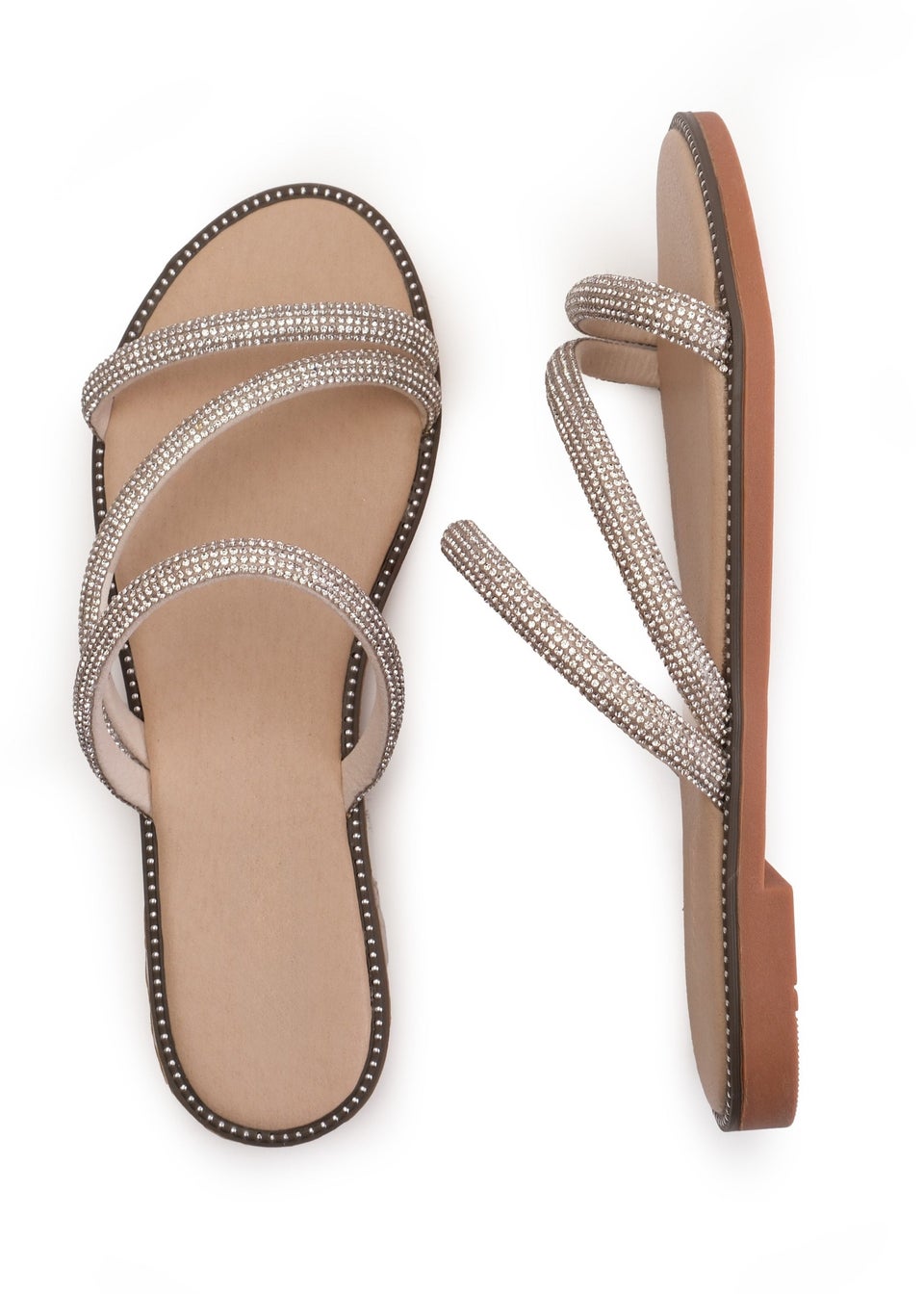 Where's That From Cream Palmira Diamante Flatform Strappy Sandals