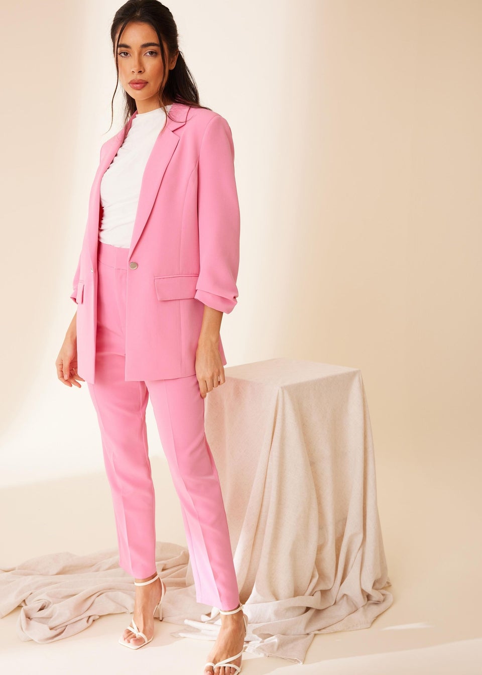 Quiz Pink Ruched Sleeve Blazer Matalan