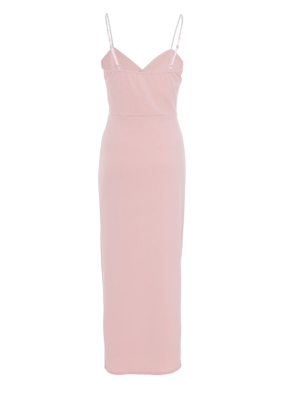 Quiz Pink Diamante Wrap Maxi Dress