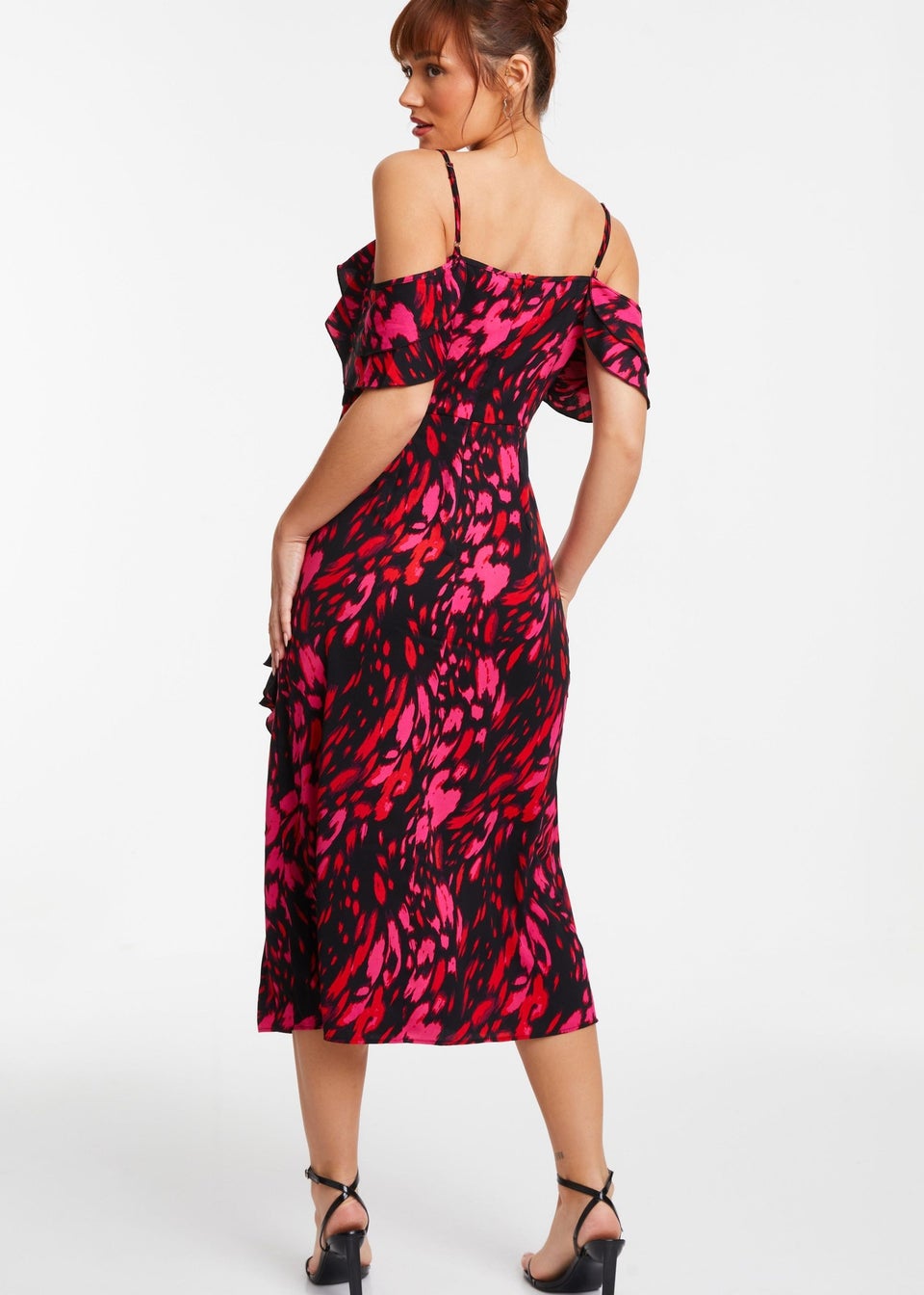 Quiz Pink Animal Print Drop Shoulder Midi Dress