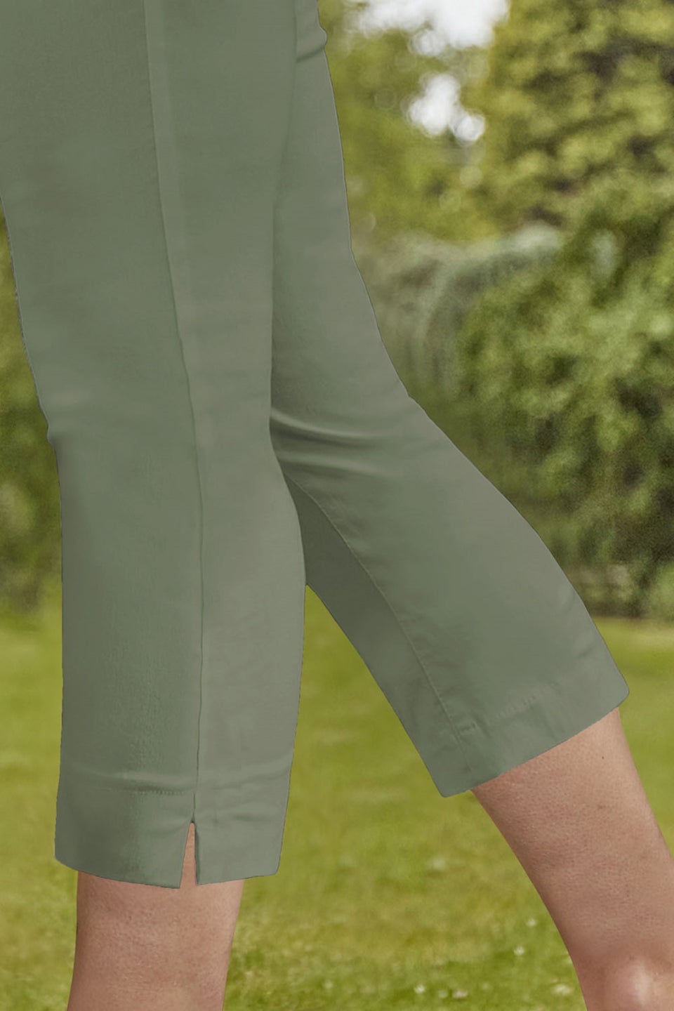 Roman Khaki Cropped Stretch Trouser Capri Summer Leggings 3/4 Pedal Pushers