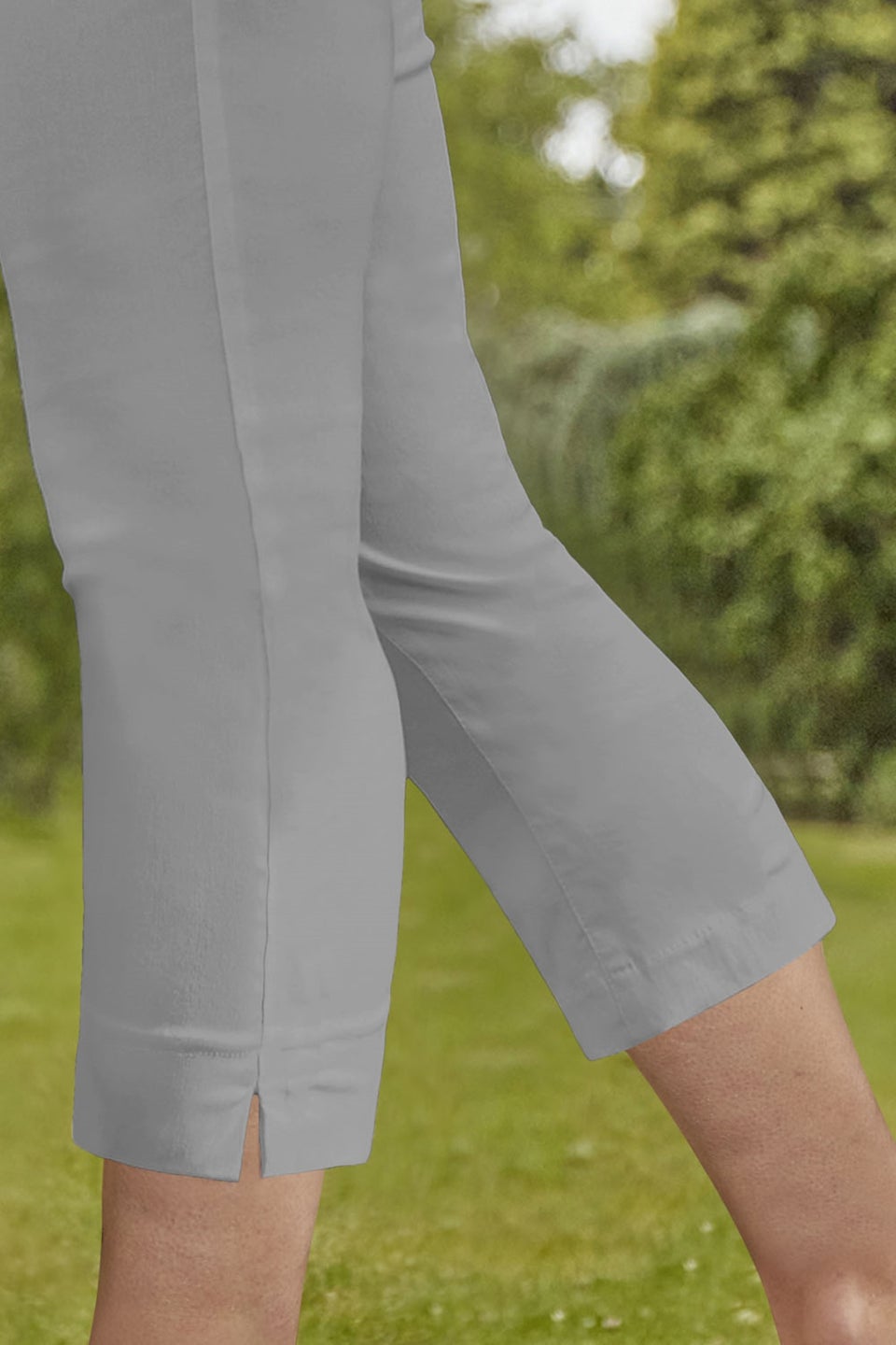 Roman Light Grey Cropped Stretch Trouser Capri Summer Leggings 3/4 Pedal Pushers