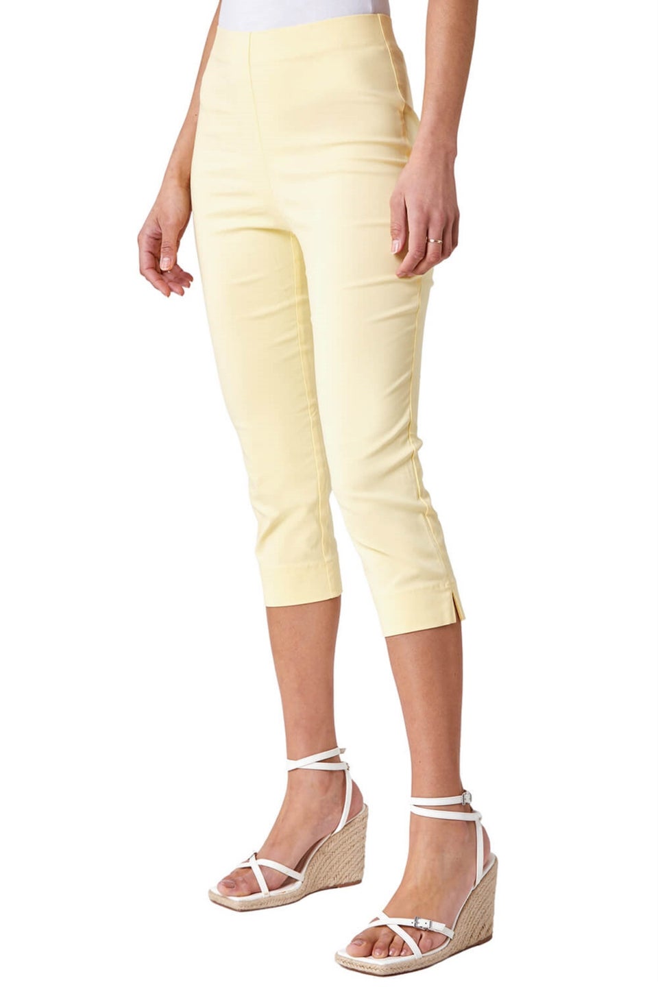 Roman Lemon Cropped Stretch Trouser Capri Summer Leggings 3/4 Pedal Pushers