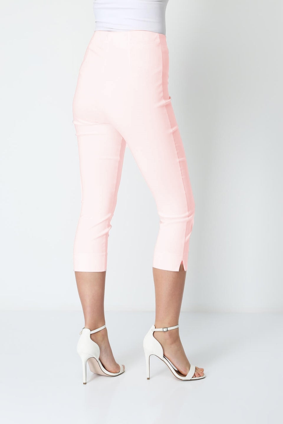 Roman Light Pink Cropped Stretch Trouser Capri Summer Leggings 3/4 Pedal Pushers