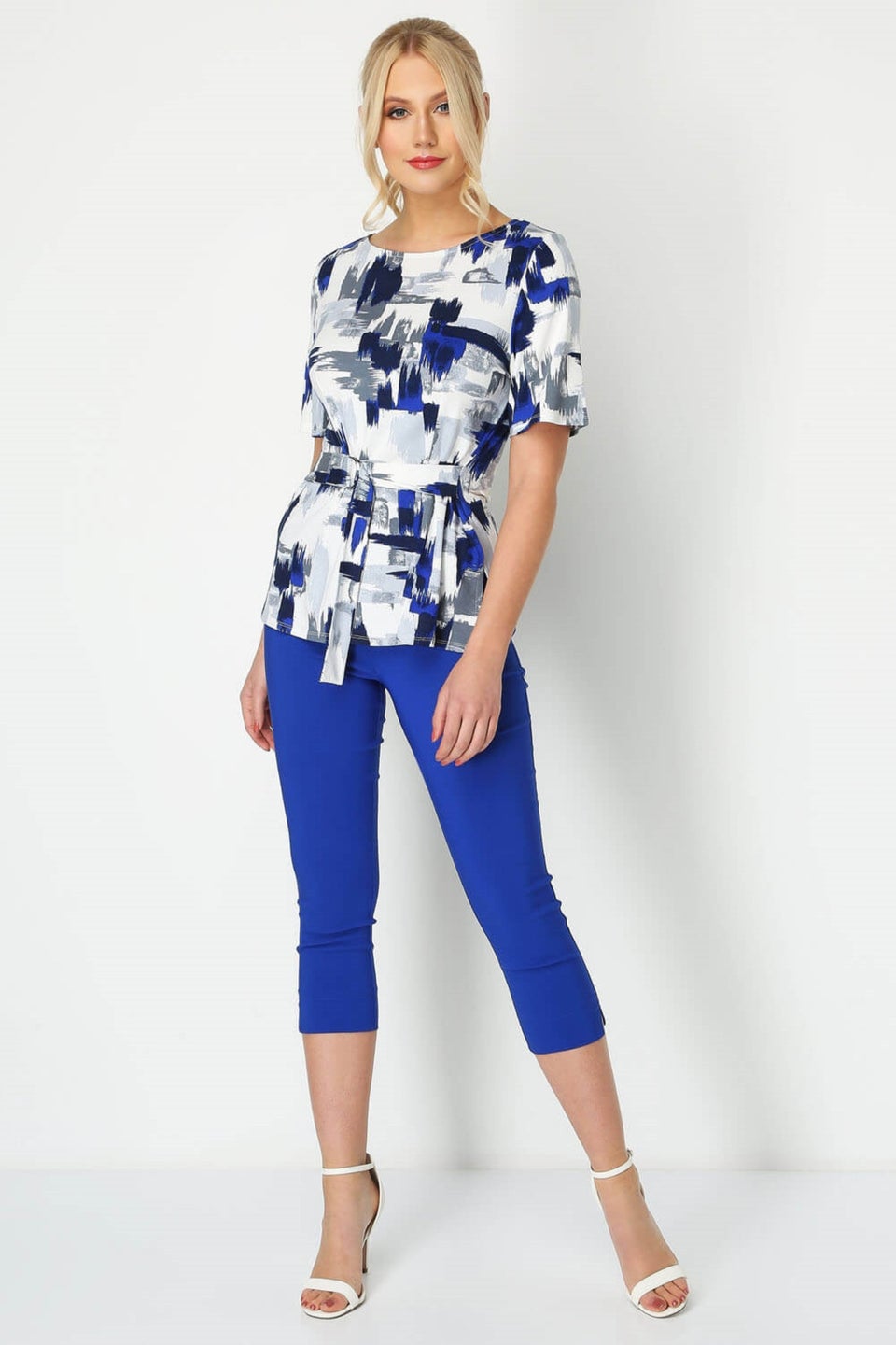 Roman Royal Blue Cropped Stretch Trouser